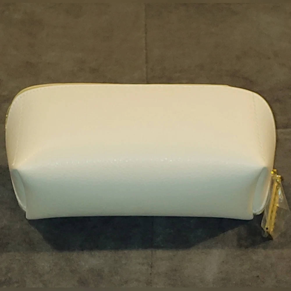 NEW DIOR WHITE LEATHER EMBOSSED SUNGLASSES / COSMETICS ZIPPERED CASE WITH CHARM - Picture 3 of 12